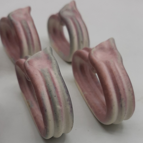 Set of 7 Ceramic Napkin Rings Handmade Abstract Lily Tableware Home Decor - Picture 3 of 5